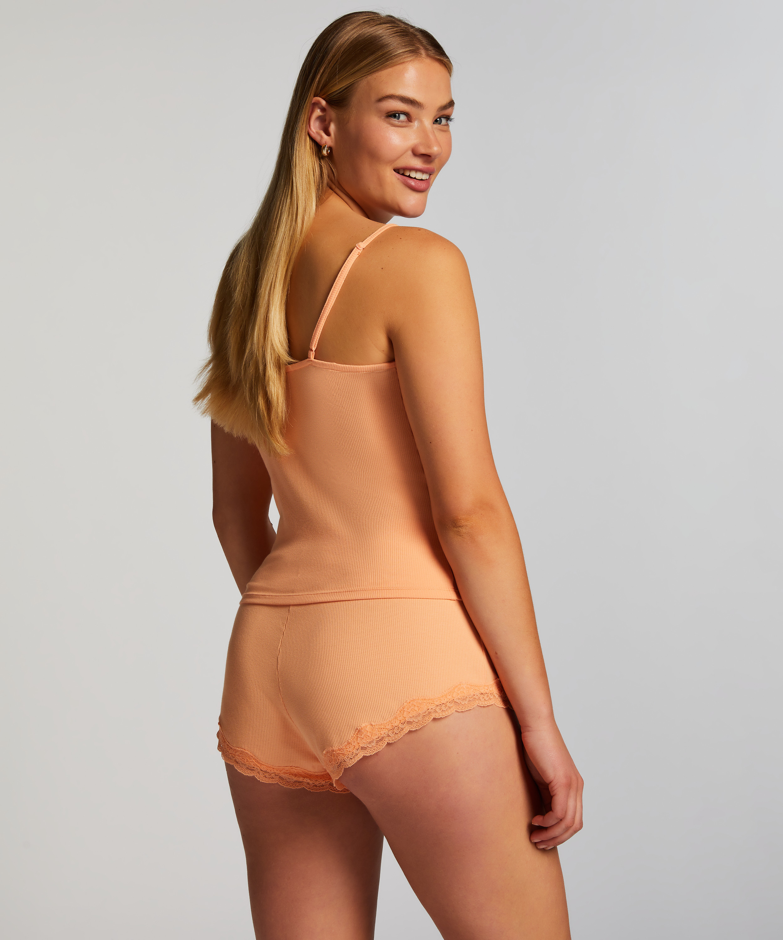 Cami-topp med blonderib, Rosa, main