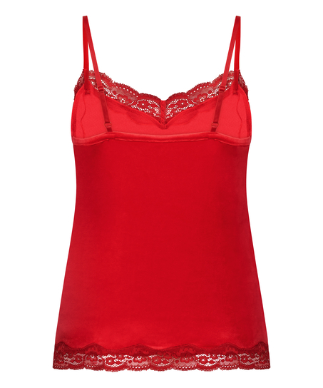 Cami-topp Velours Lace, Rød