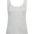 Ribbestrikket singlet med blonder, Beige