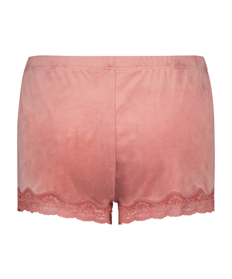 Velvet lace shorts, Rosa