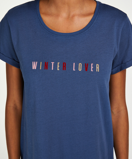 Nattskjorte med rund hals, Blå