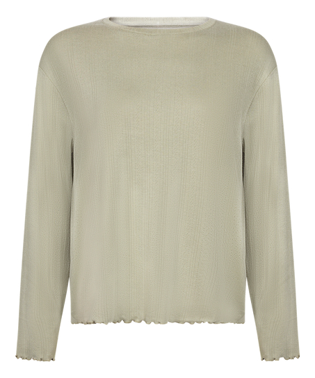 Pyjama Top Loose Pointelle, Grønn