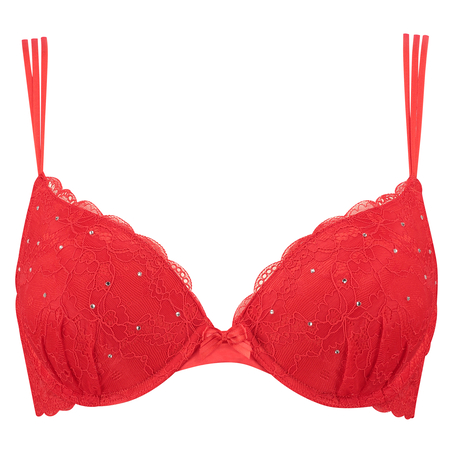 Padded underwired push-up bra Candy, Rød