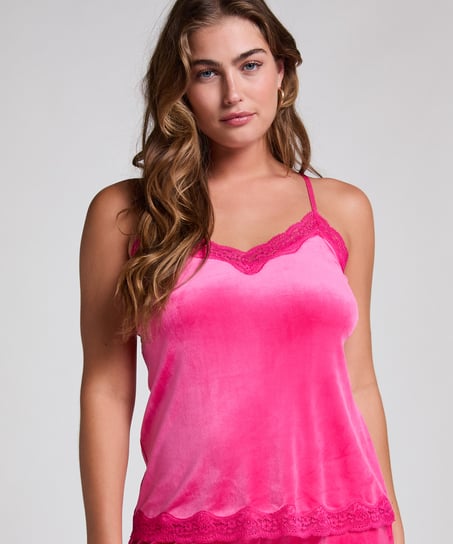 Cami-topp Velours Lace, Rosa