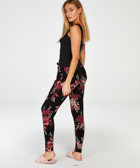 Rib Cami Lace topp, Svart