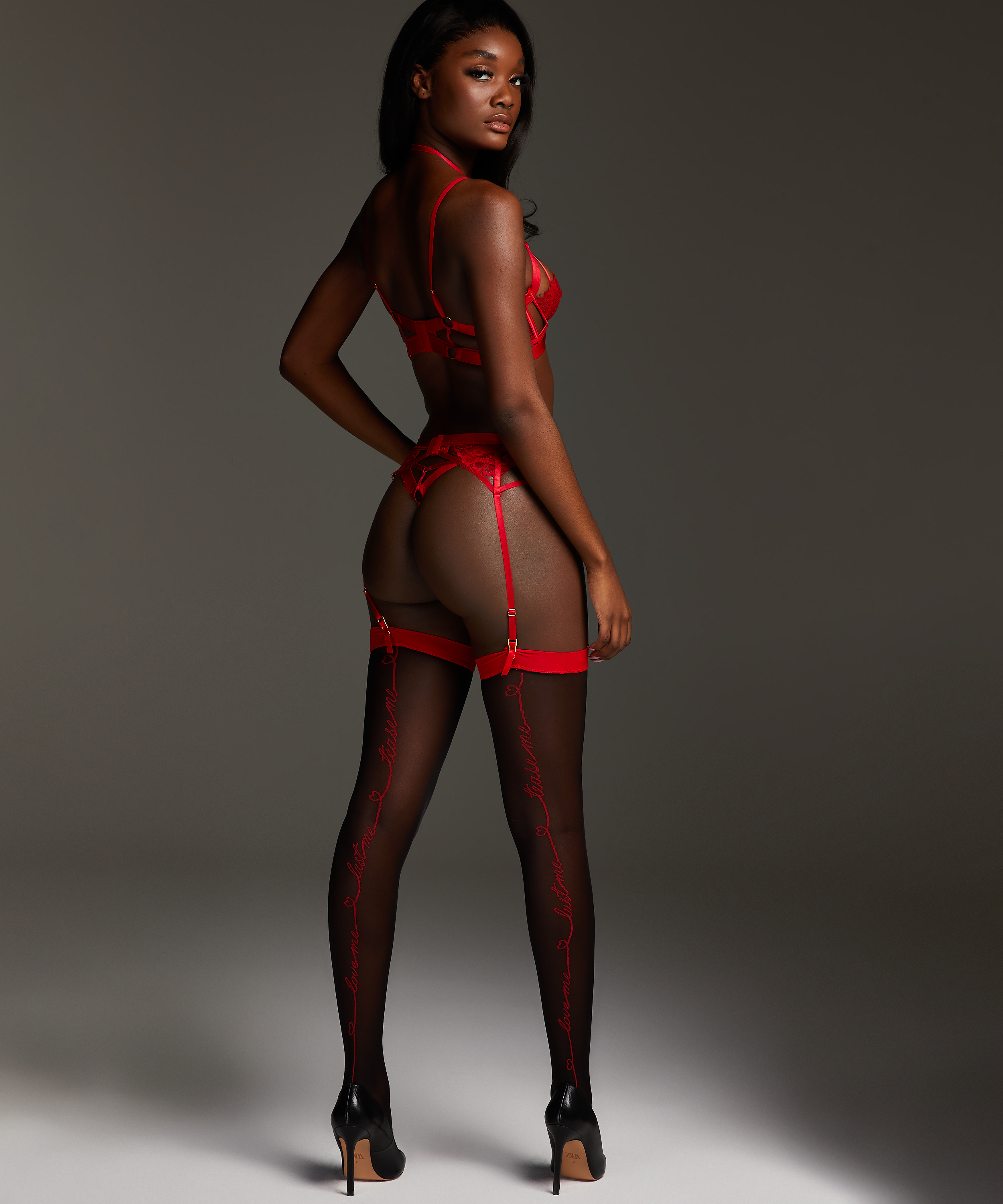 Private Text stocking 15 denier, Rød, main