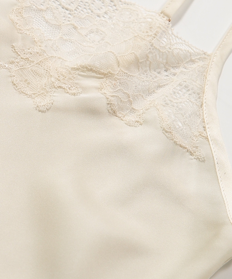 Satin Lace slipkjole, Beige