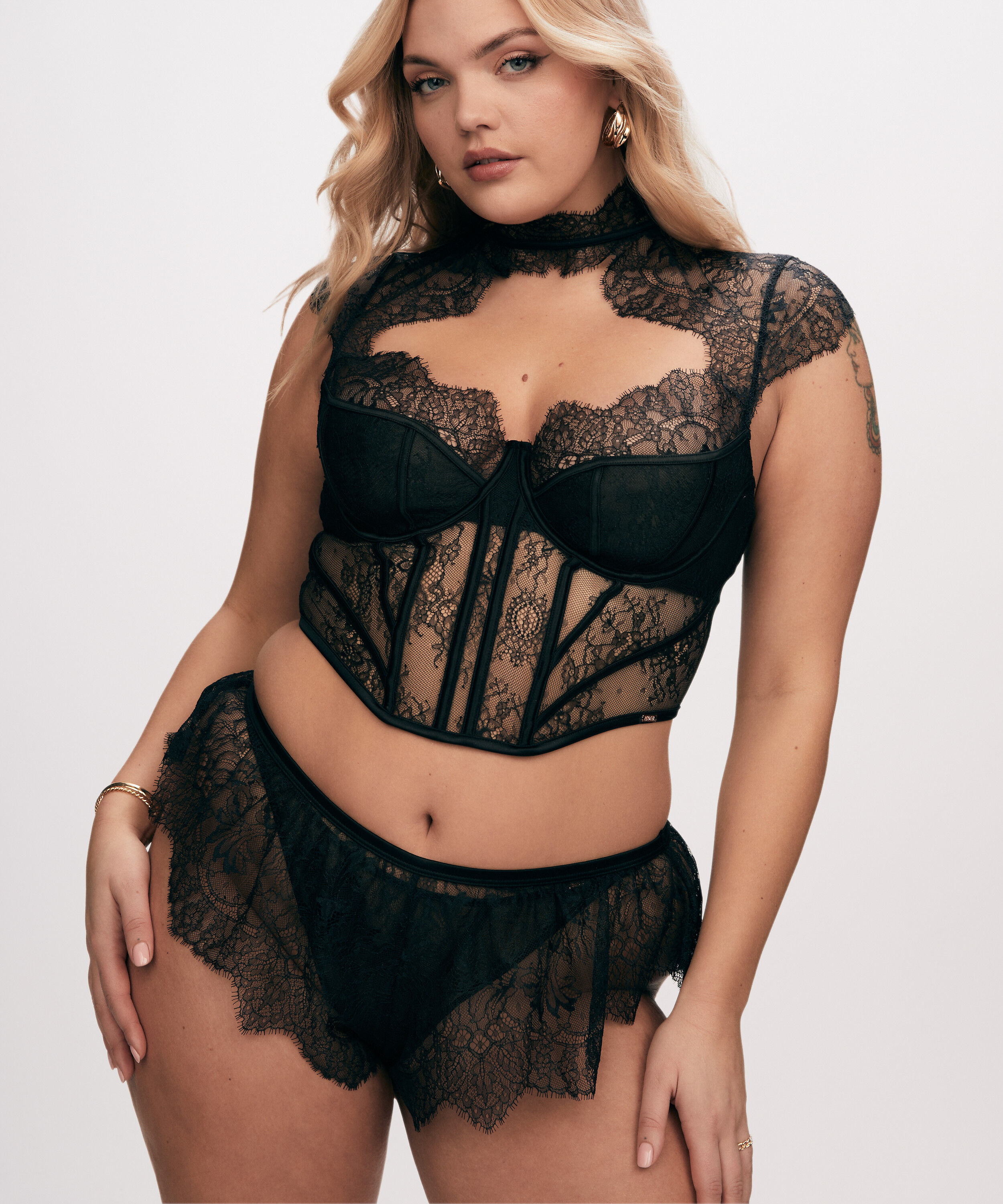 Topp Lace Camille, Svart