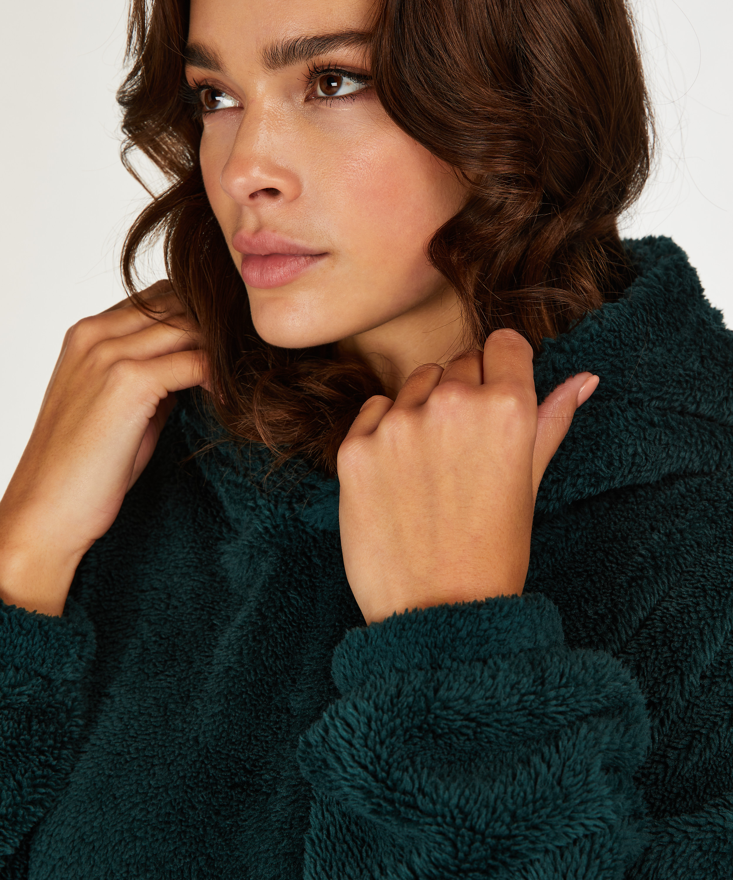 Snuggle fleece loungekjole, Gr&oslash;nn, main