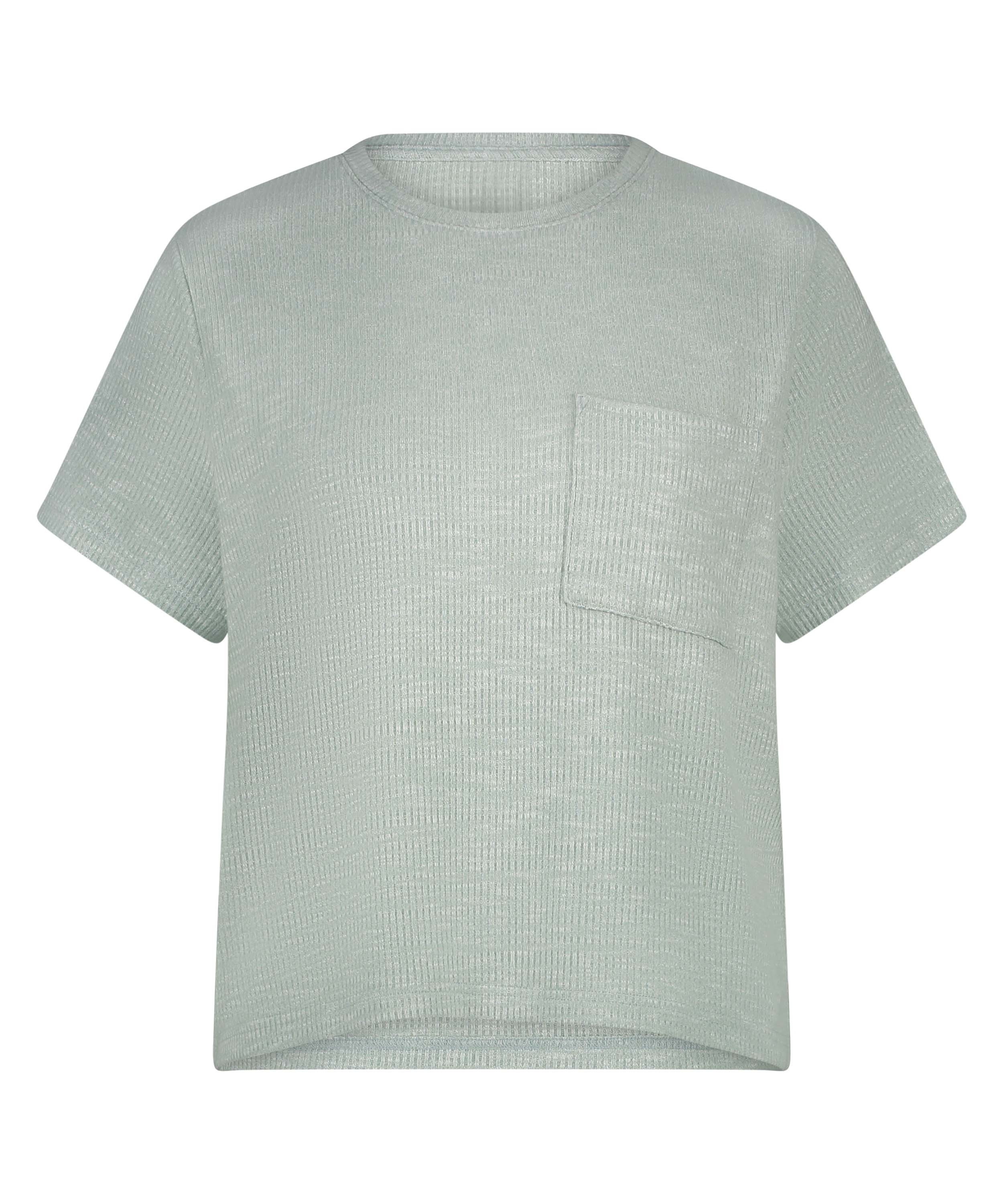 Ribbet kortermet topp, Grønn, main