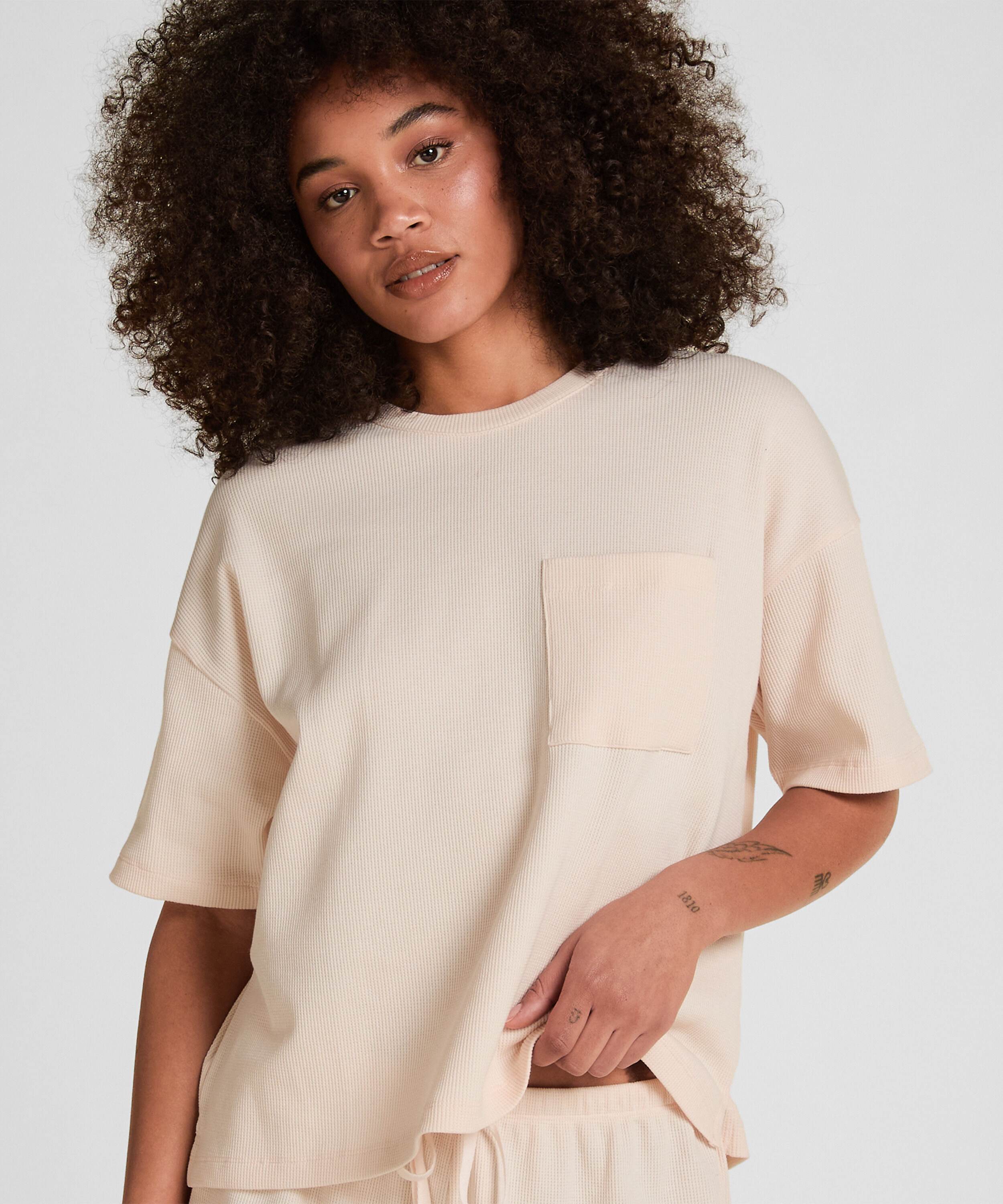 Pyjama Top Waffle, Rosa Pyjama Top Waffle, Rosa