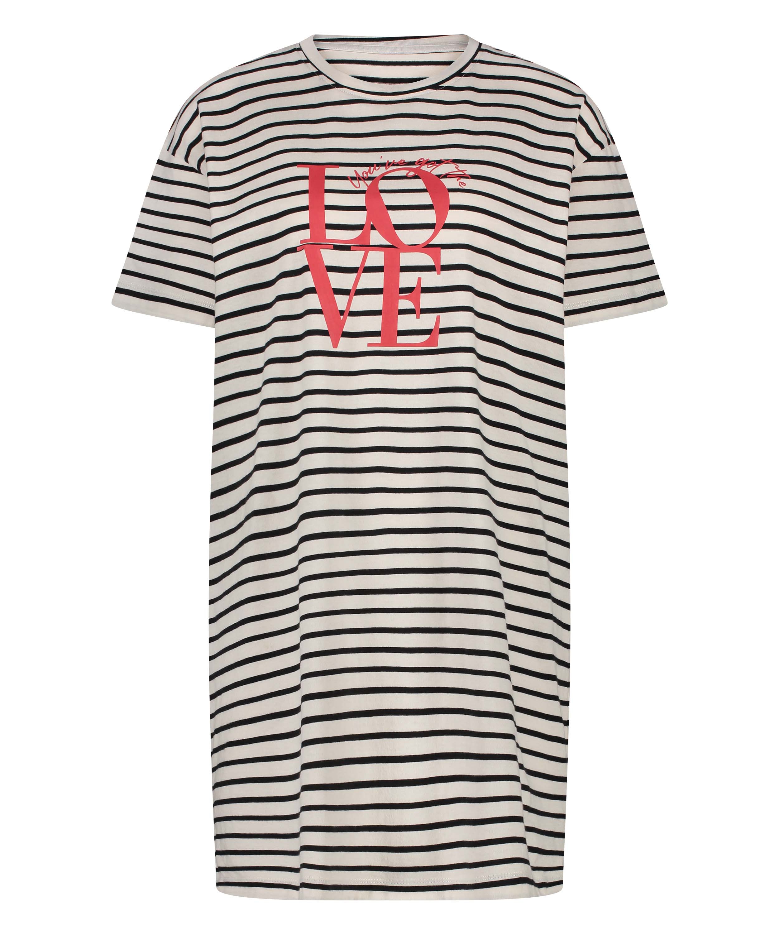 Nattskjorte med rund hals, Svart, main