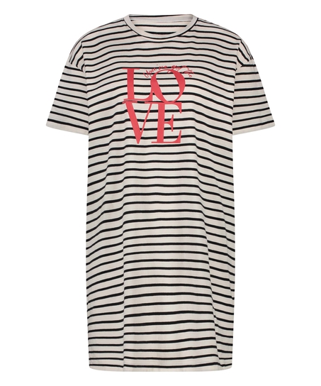 Nattskjorte med rund hals, Svart