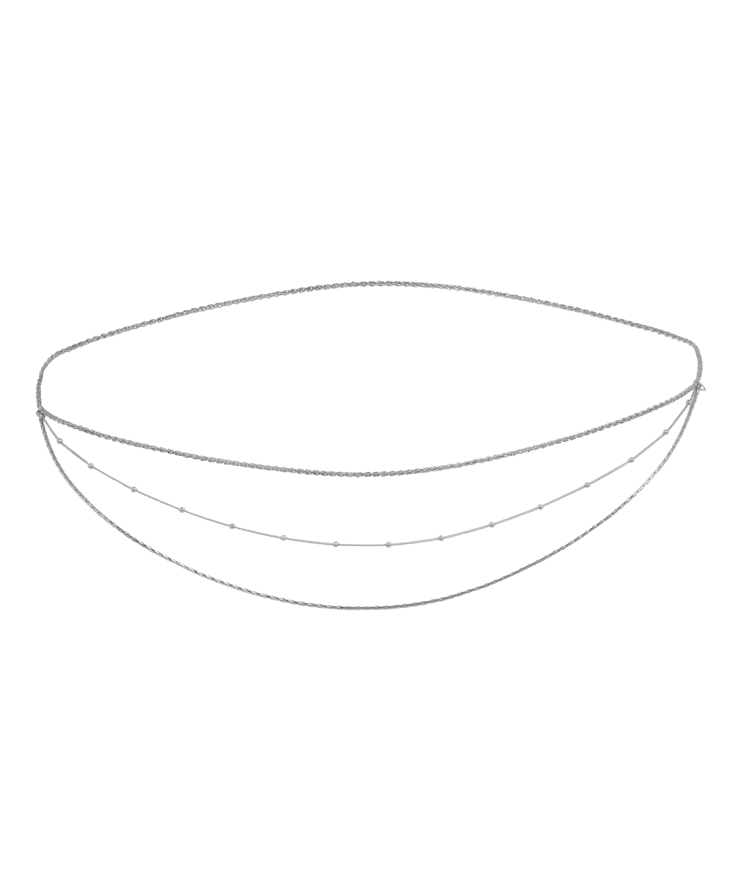 Hoftekjede med perle, Grå, main