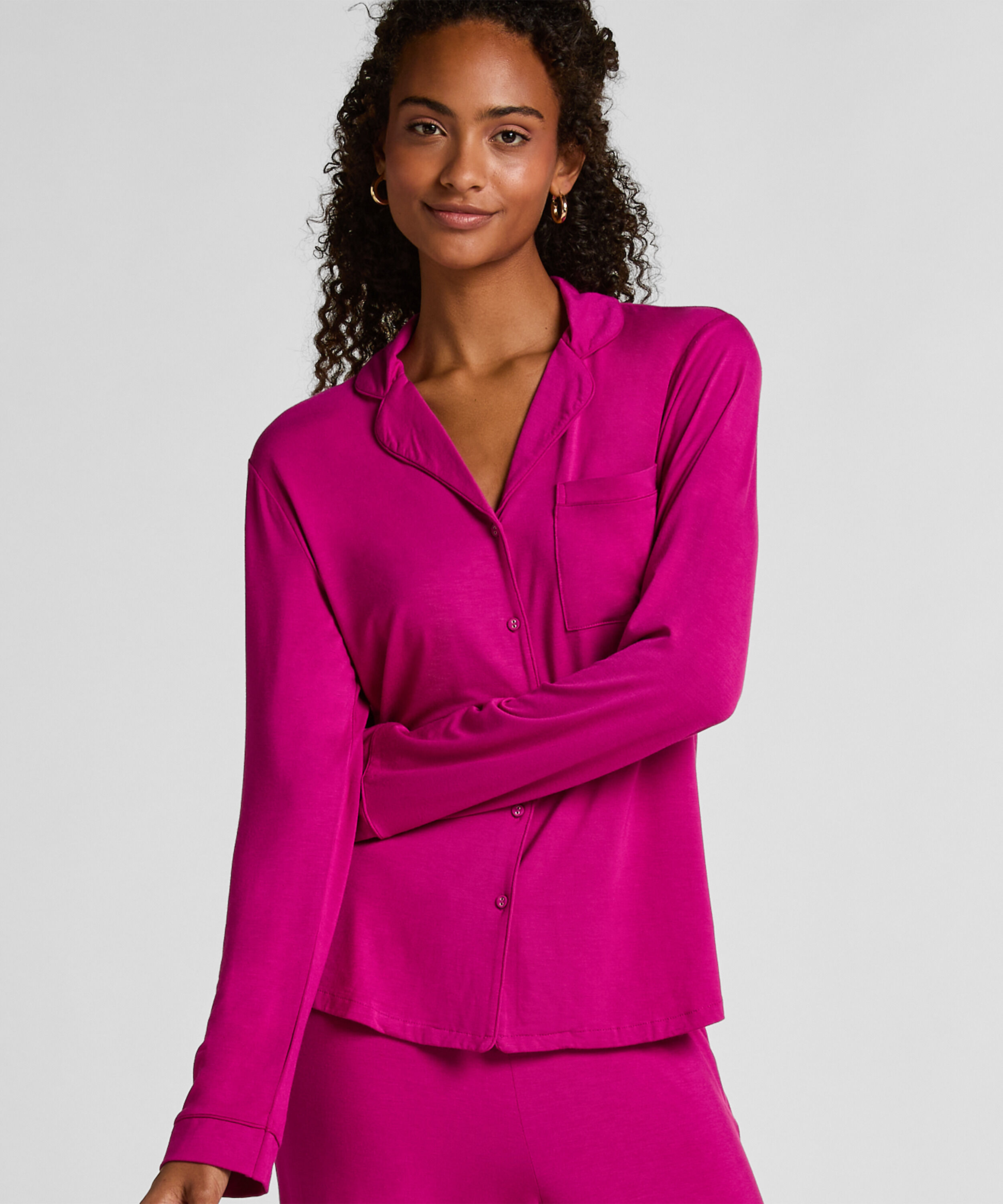 Essential langermet jakke i jerseystoff, Rosa
