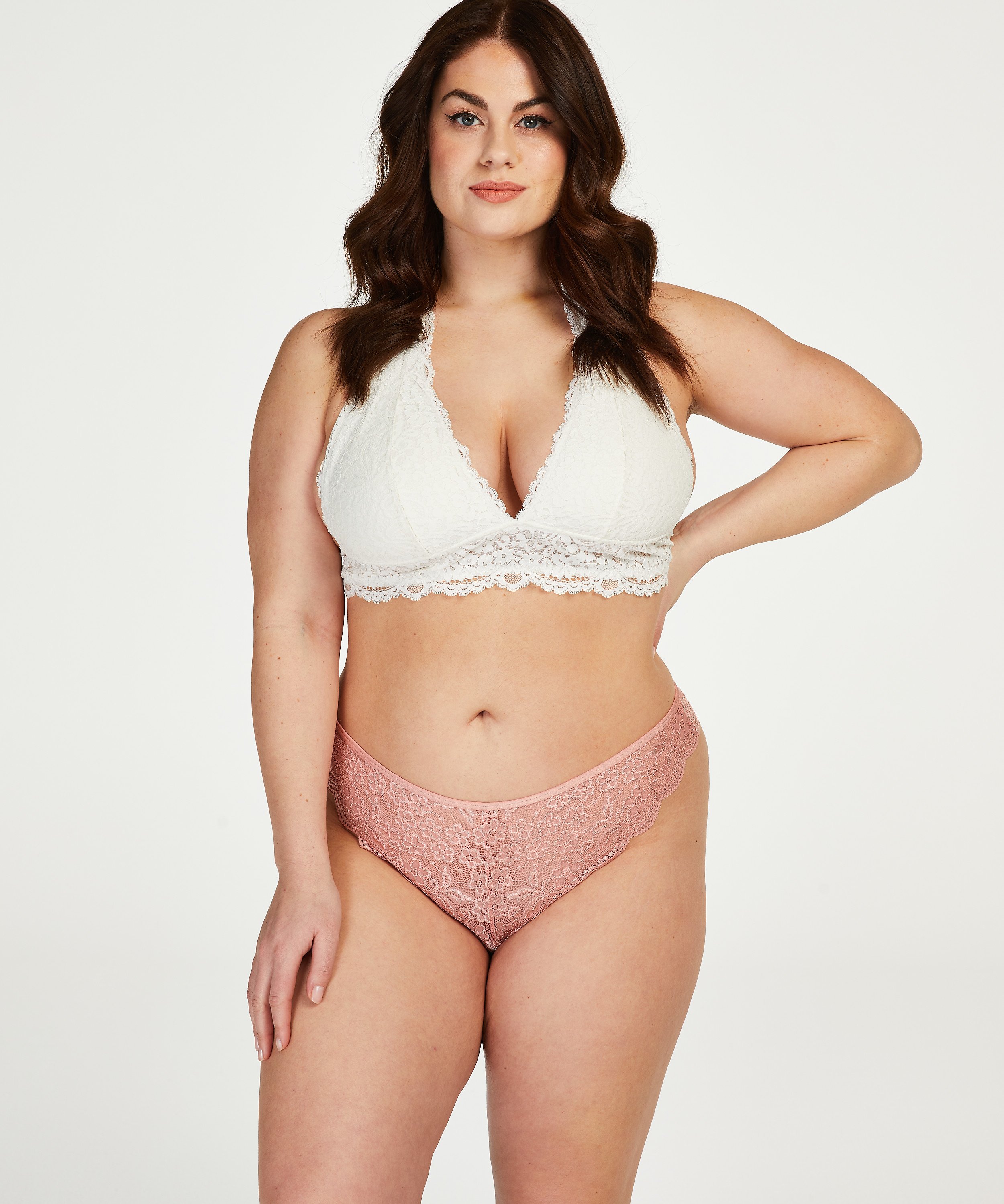 Slip brésilien jambe haute, Rosa, main