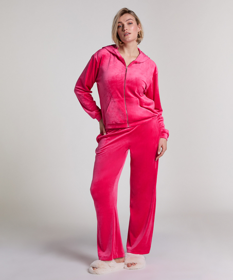 Hoodie jakke i velur, Rosa