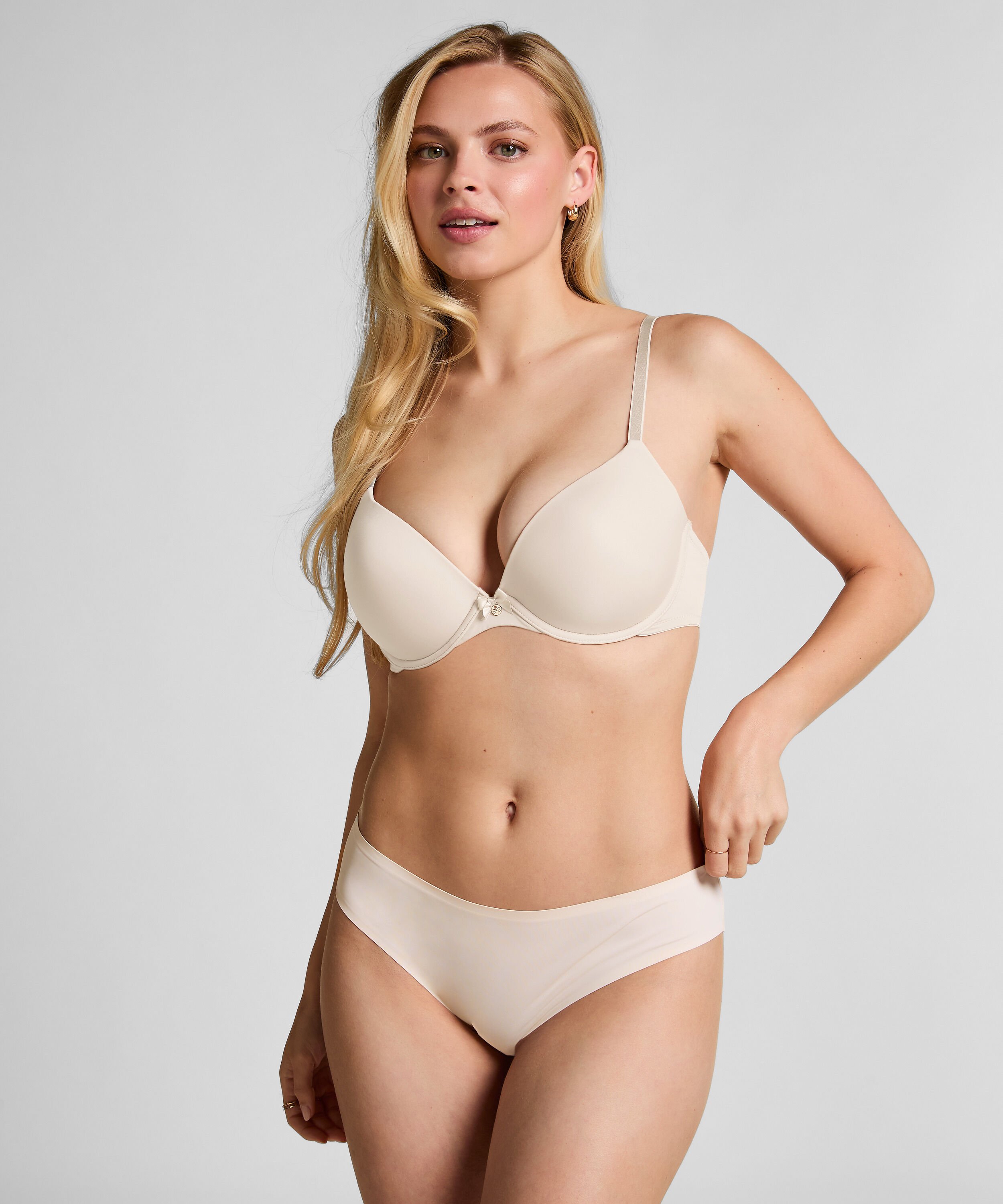 Vattert bh med b&oslash;yle Plunge, Beige