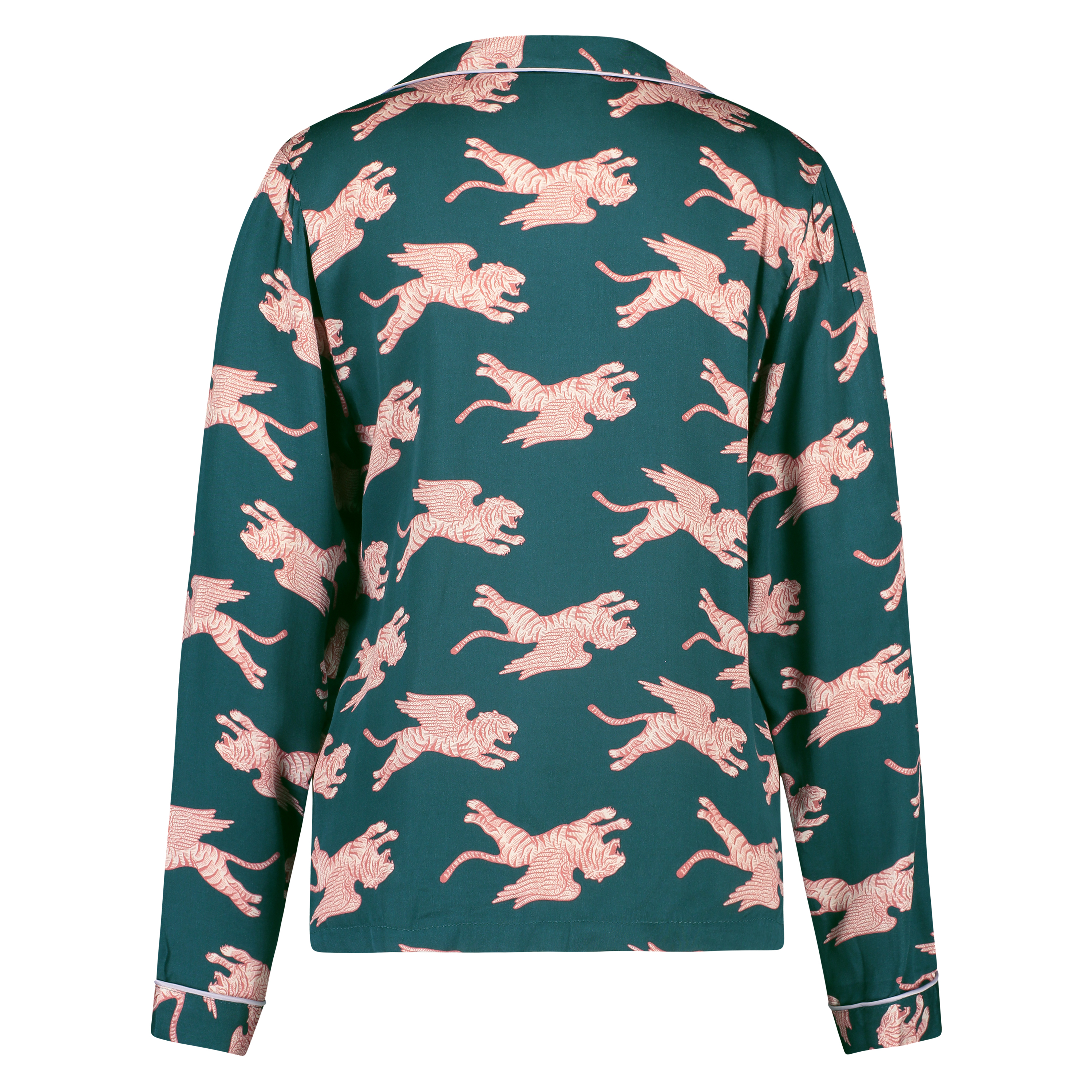 Woven pyjamasjakke lange ermer, Bl&aring;, main