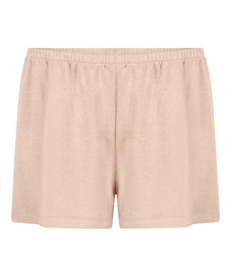 Pysjamashorts i b&oslash;rstet jersey, Beige