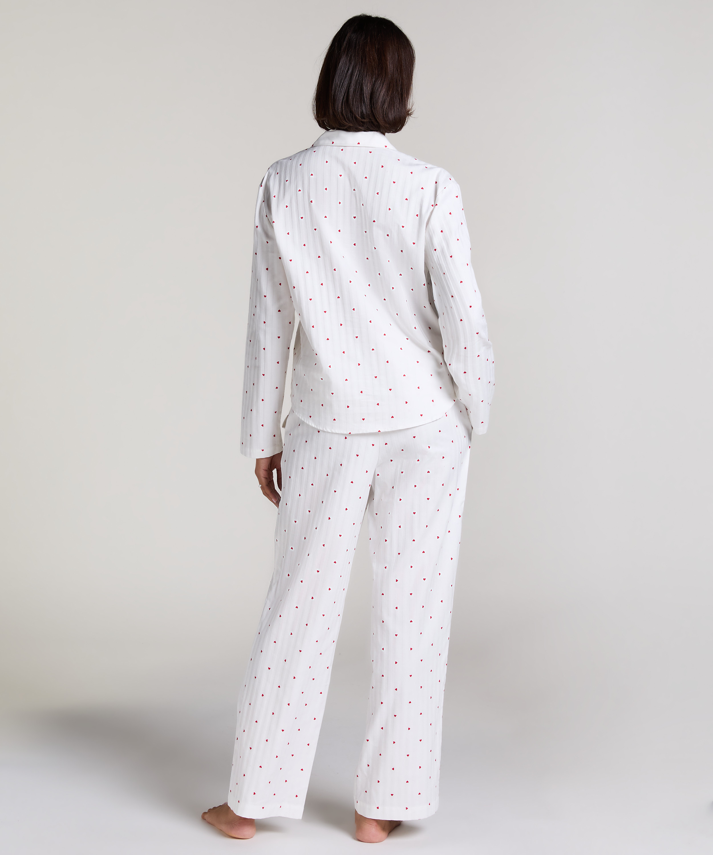 Jacquard Pyjamatopp med Lange Ermer, Hvit, main