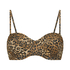 Leopard polstret pushup bikinioverdel uten stropper, Brun