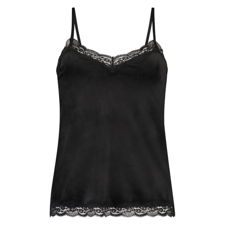 Cami-topp Velours Lace, Svart
