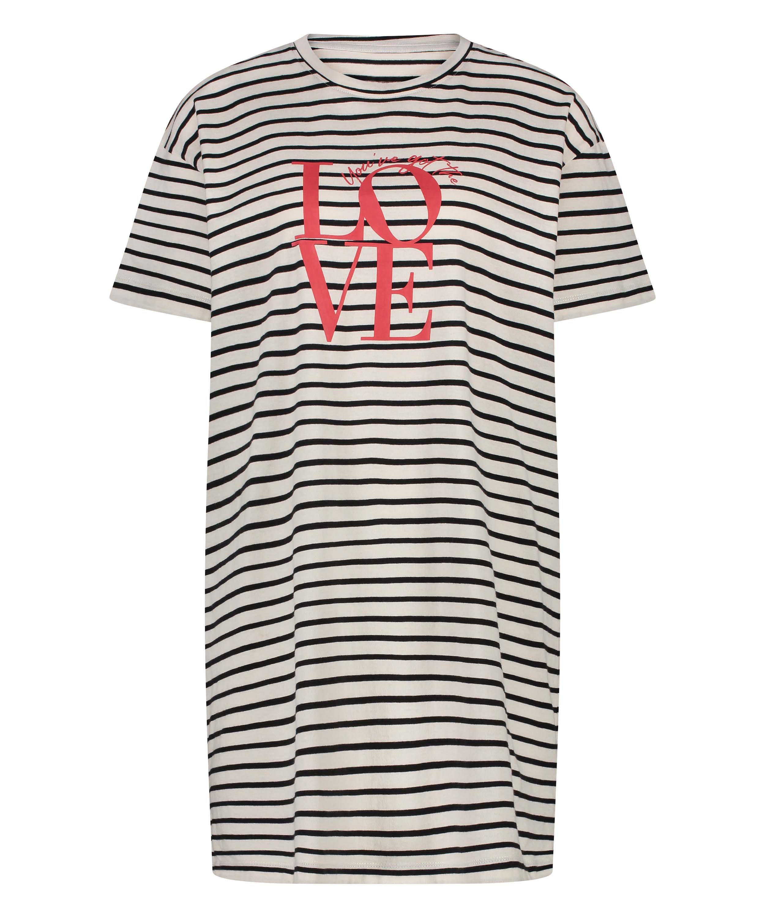 Nattskjorte med rund hals, Svart, main