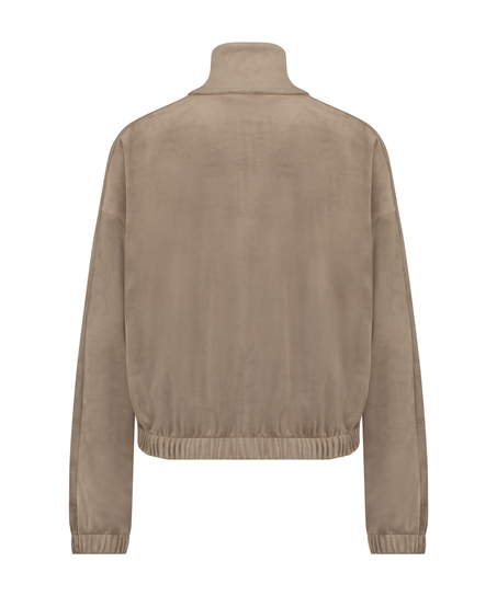 Fl&oslash;yelstopp med lange ermer, Brun