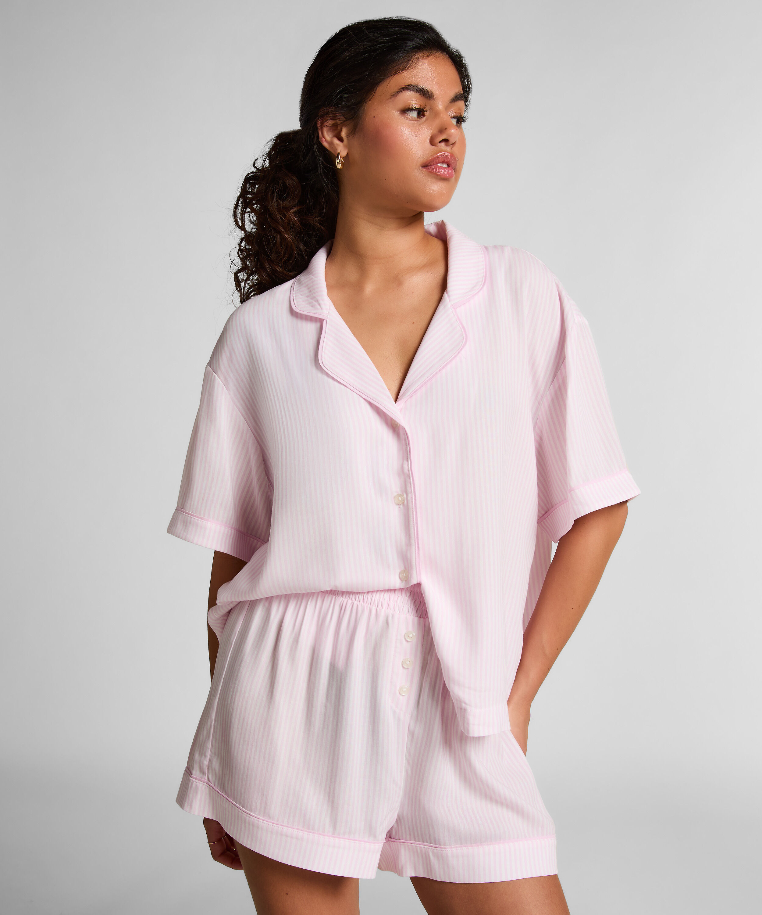 Vevd pysjamasshorts, Rosa
