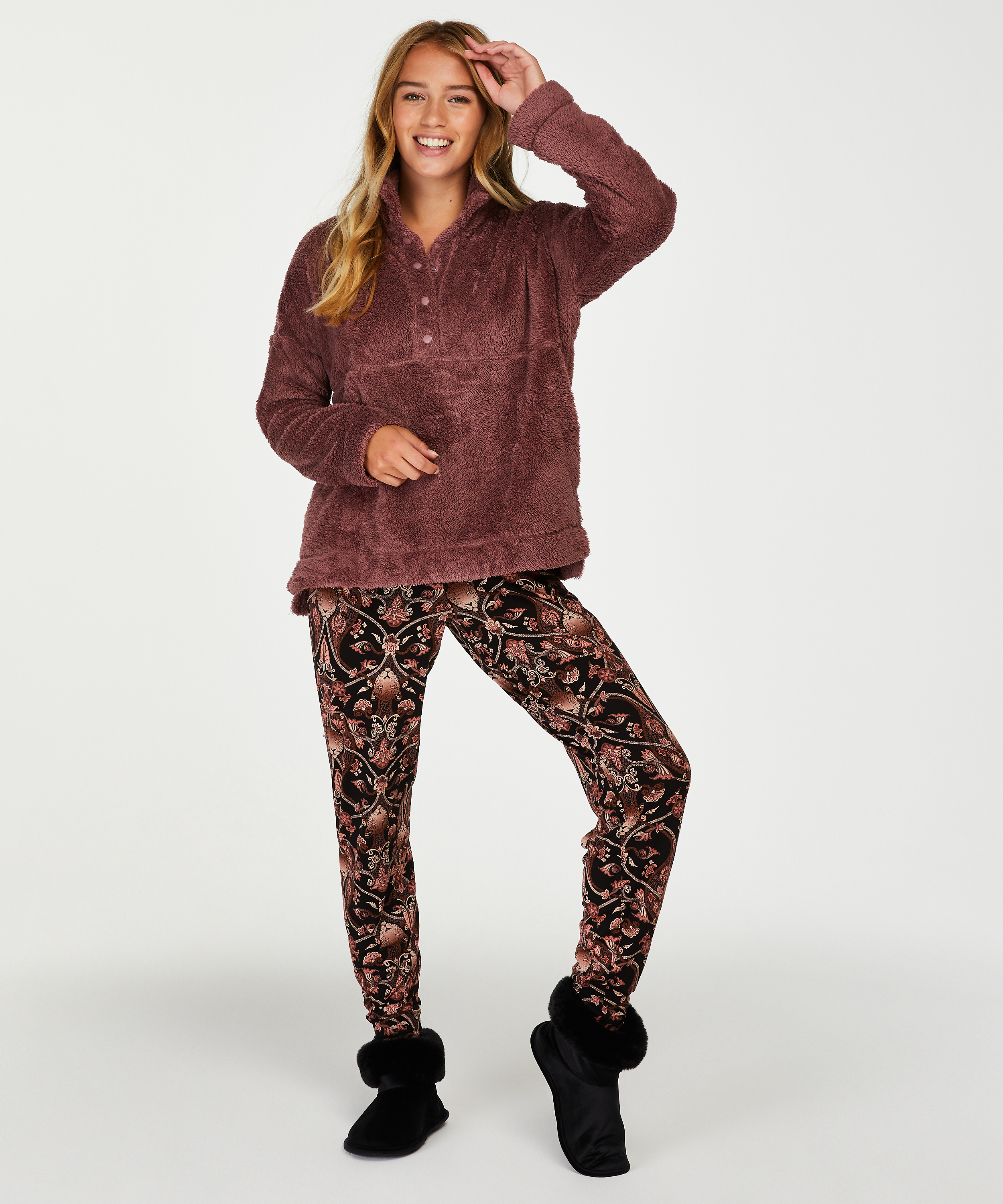 Jersey pysjamasbukser, Svart, main