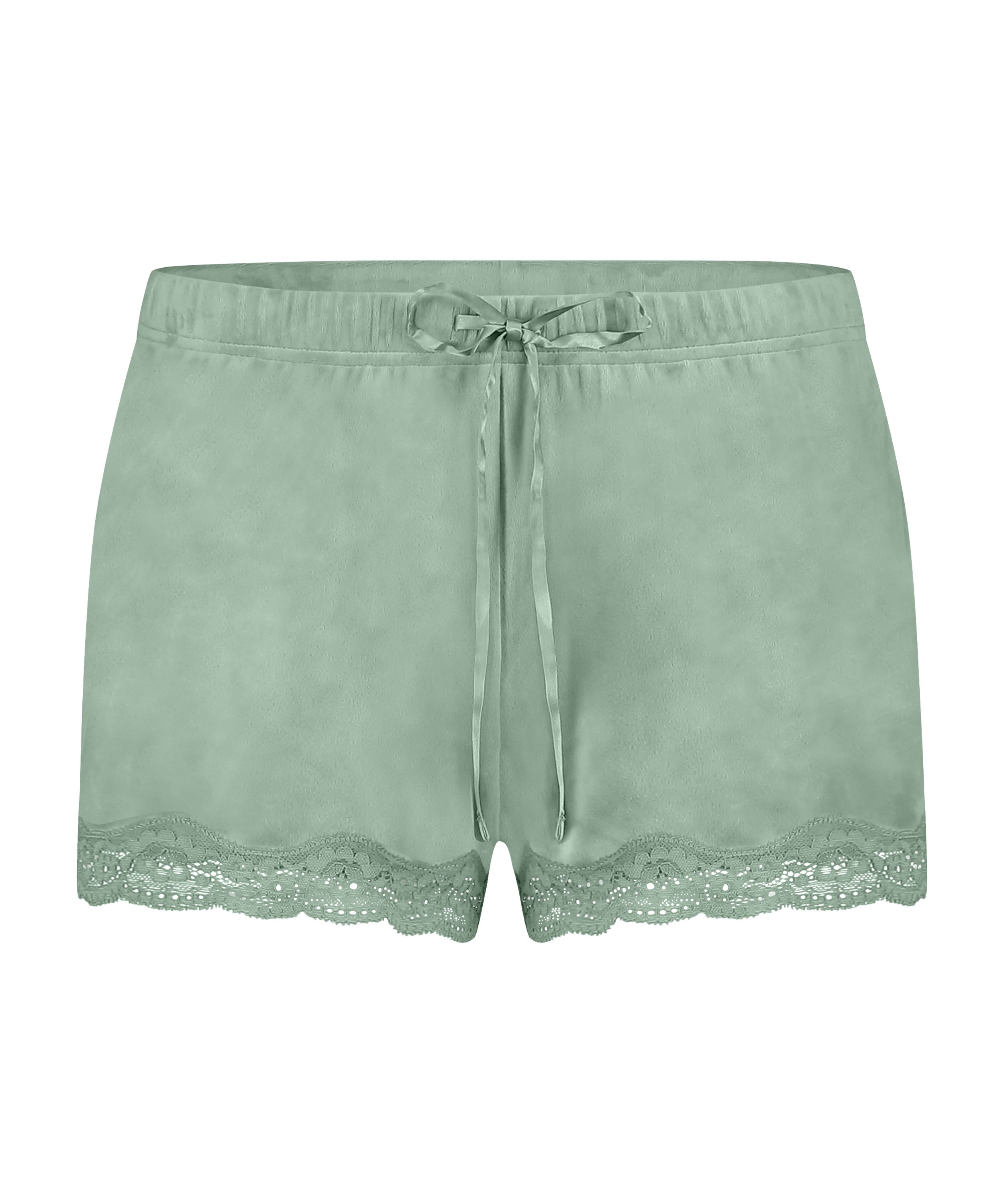 Velvet lace shorts, Grønn, main