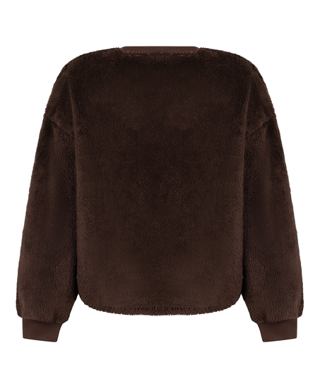 Langermet Topp Fluffy Fleece, Brun
