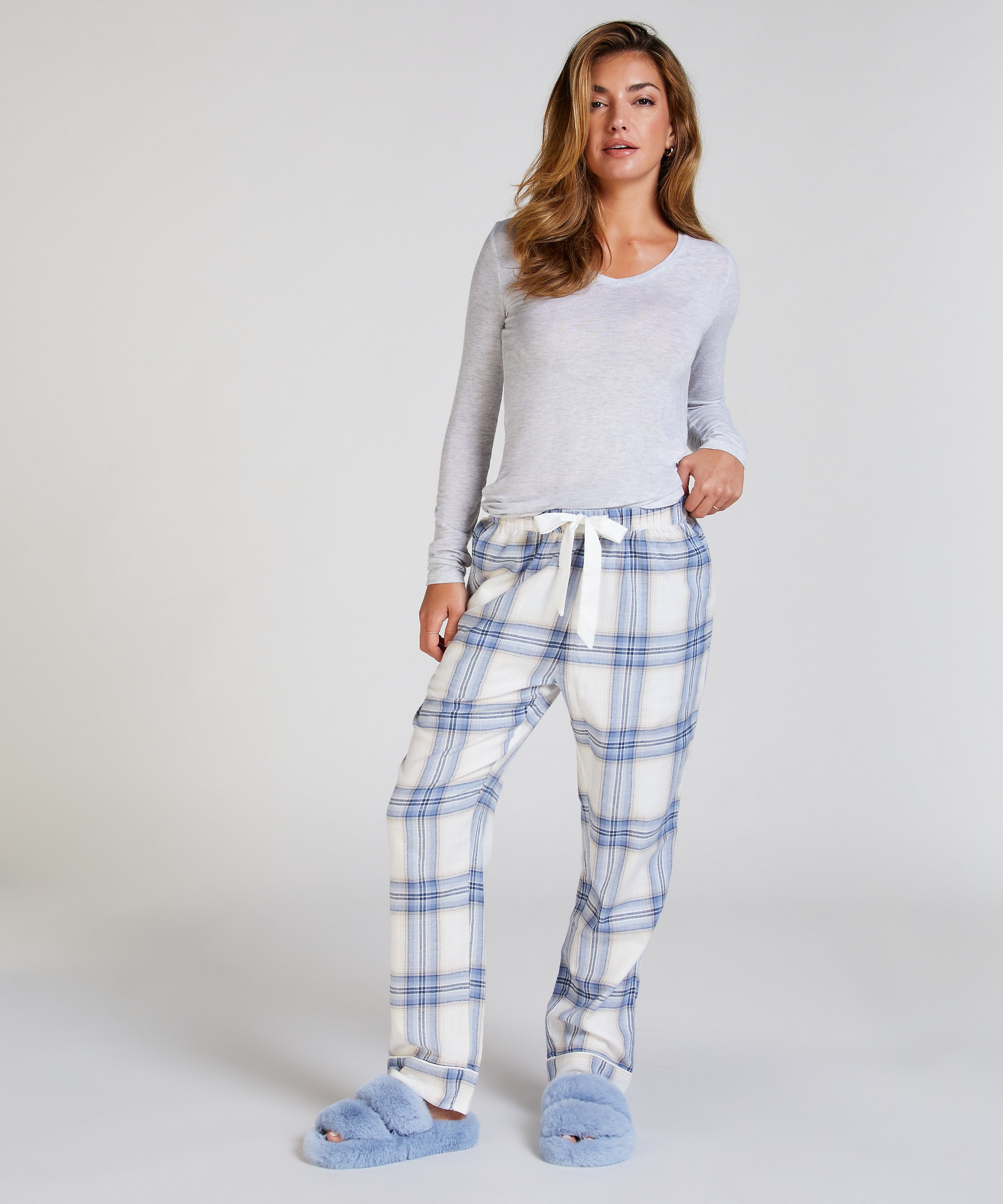 Langermet pyjamastopp, Grå, main