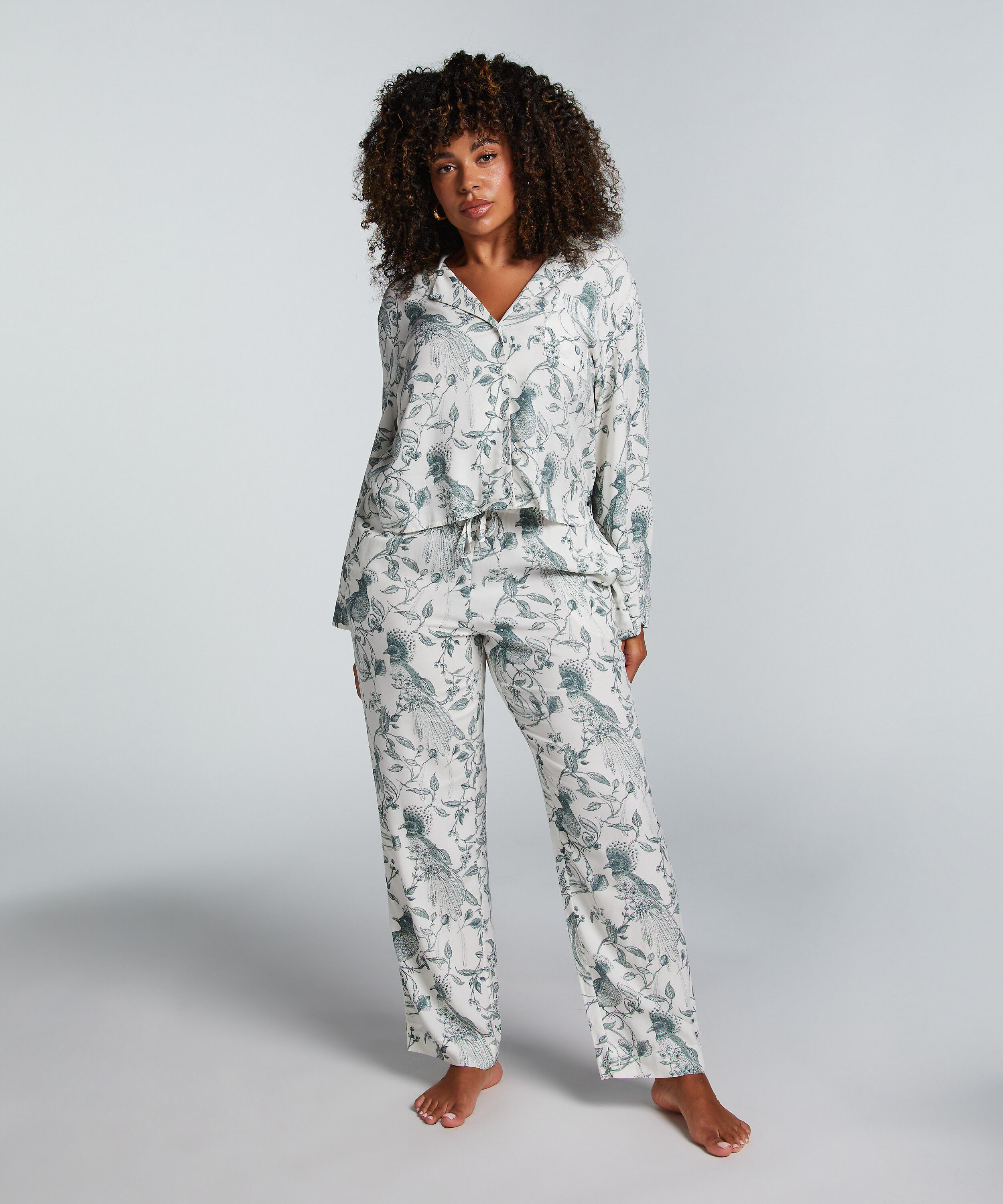 Pyjamabukserr bomull, Hvit