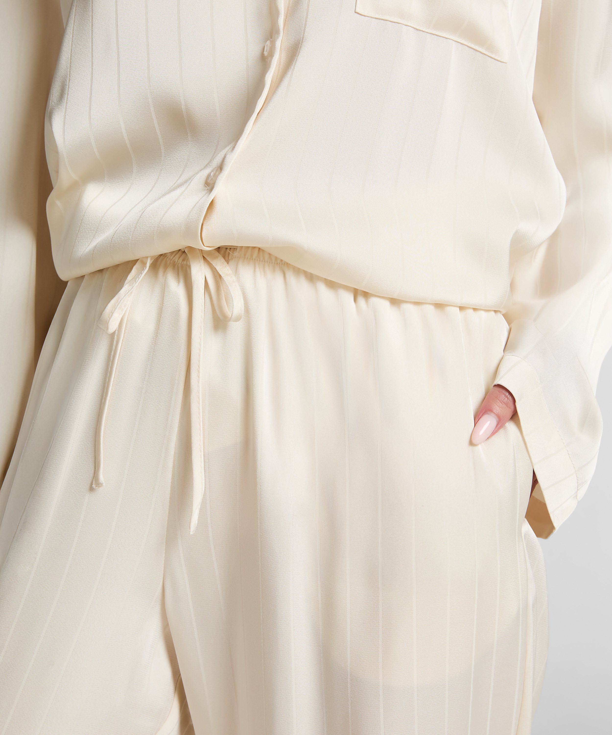 Sateng Pinstripe Bukser, Hvit, main