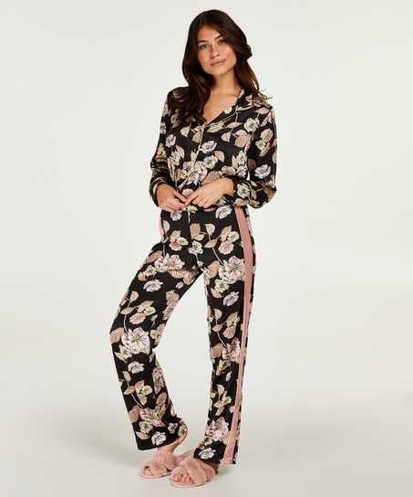 Emily satin pyjama pants, Svart