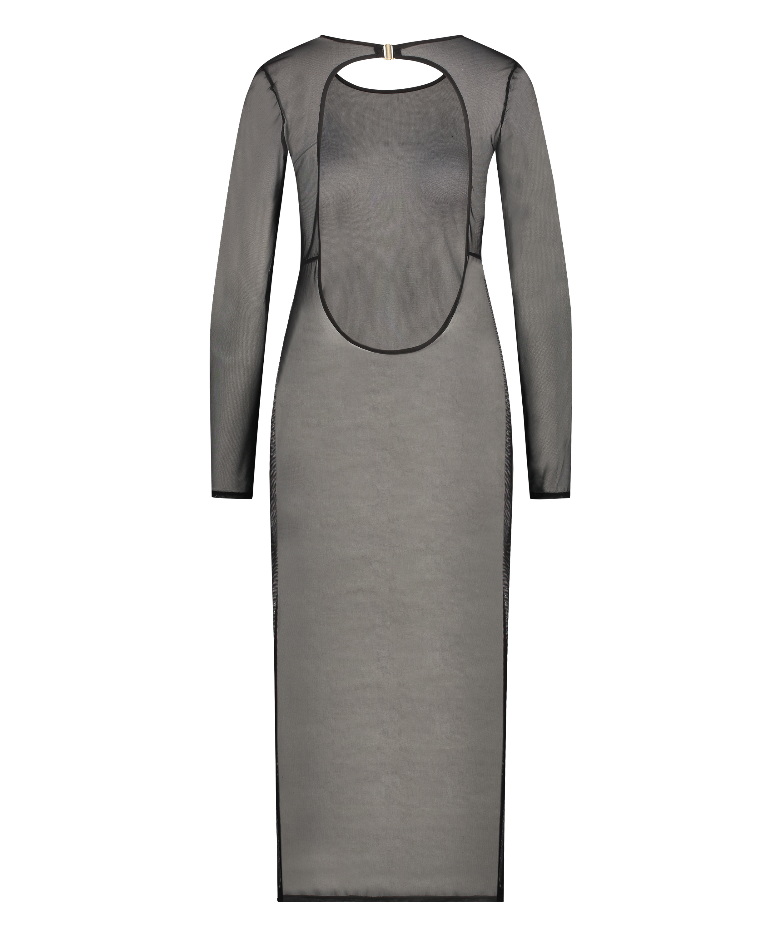 Lang flortynn kjole, Svart, main