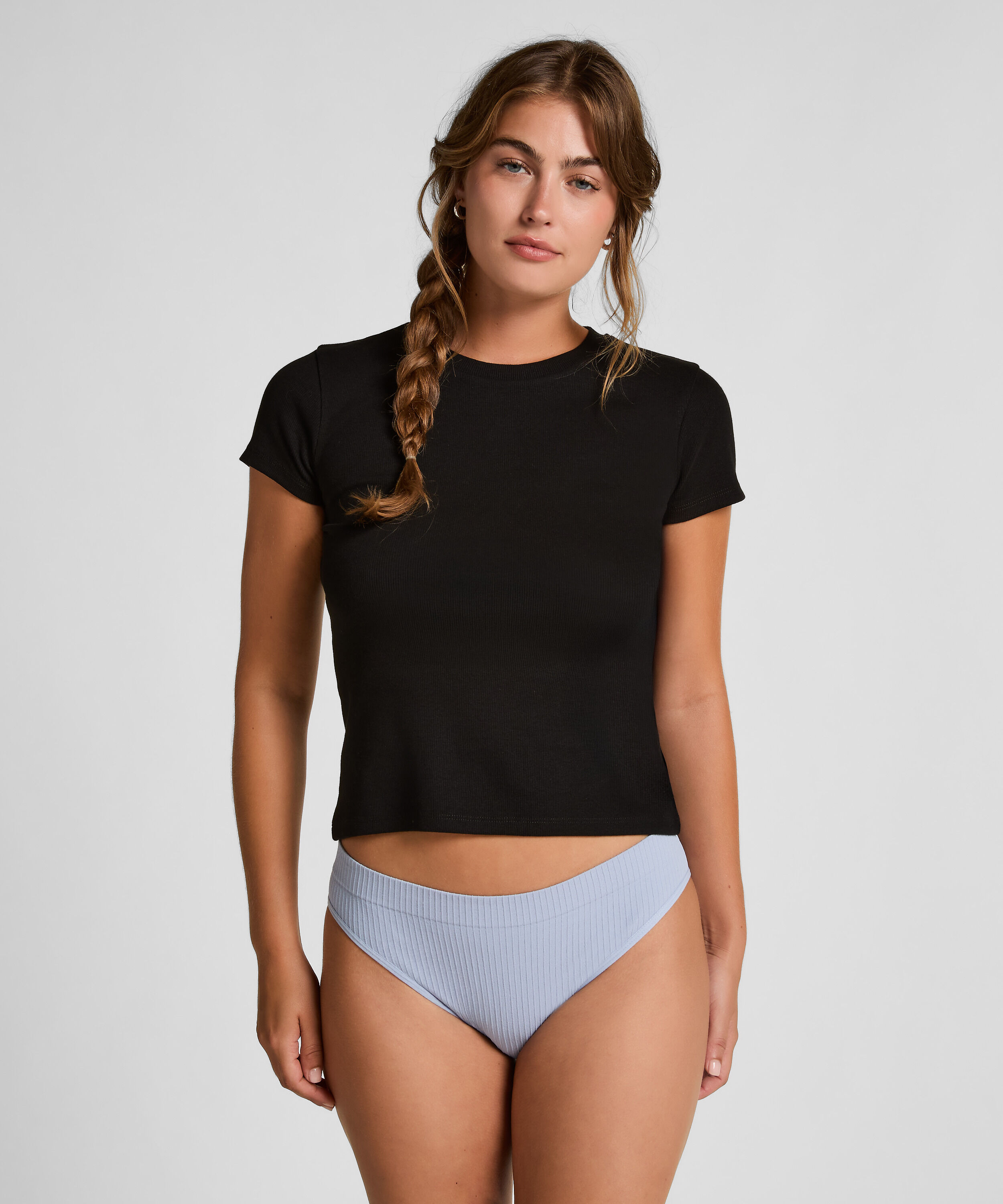 Ribbed Crew Neck Short-Sleeved Pyjama Top