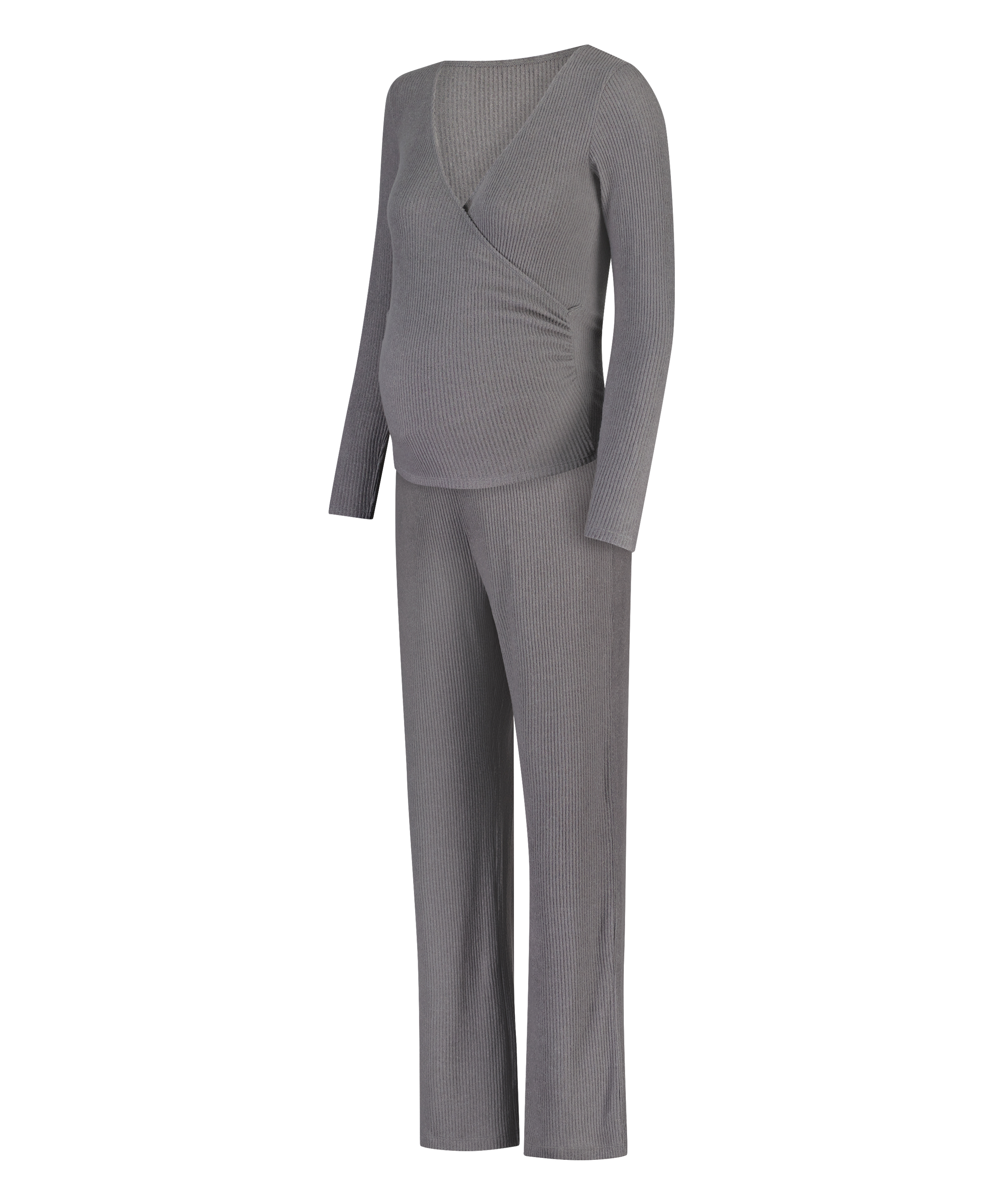 Brushed Rib Mamma-pysjamas, Grå, main