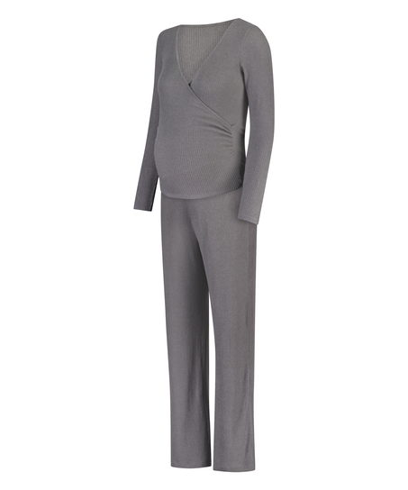 Brushed Rib Mamma-pysjamas, Grå