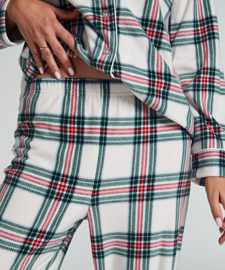 Pysjamassett Fleece, Hvit