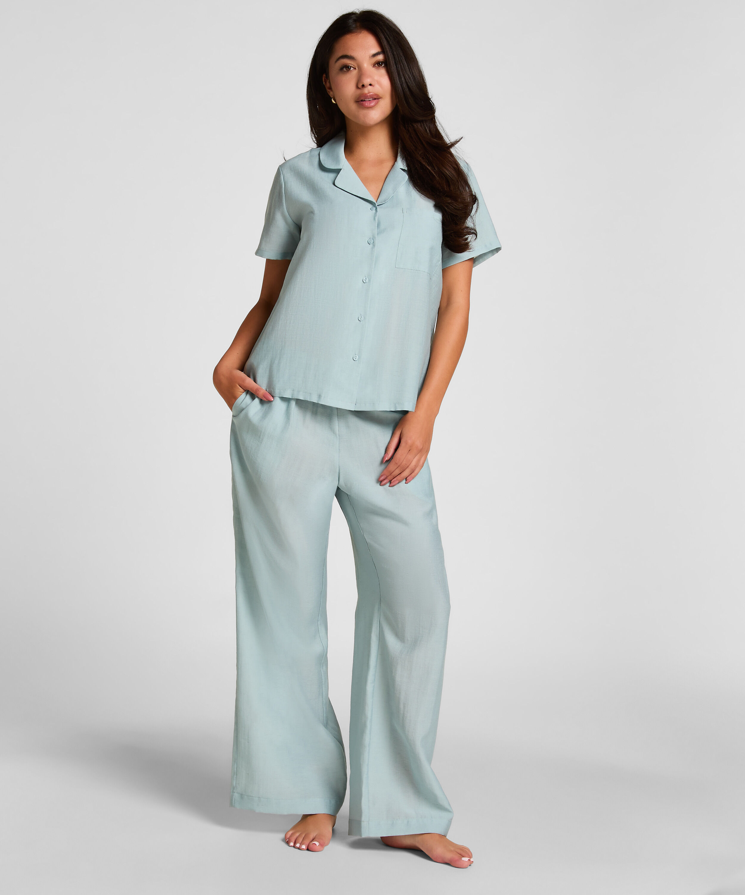 Pyjamasbukse Crinkled, Blå Pyjamasbukse Crinkled, Blå