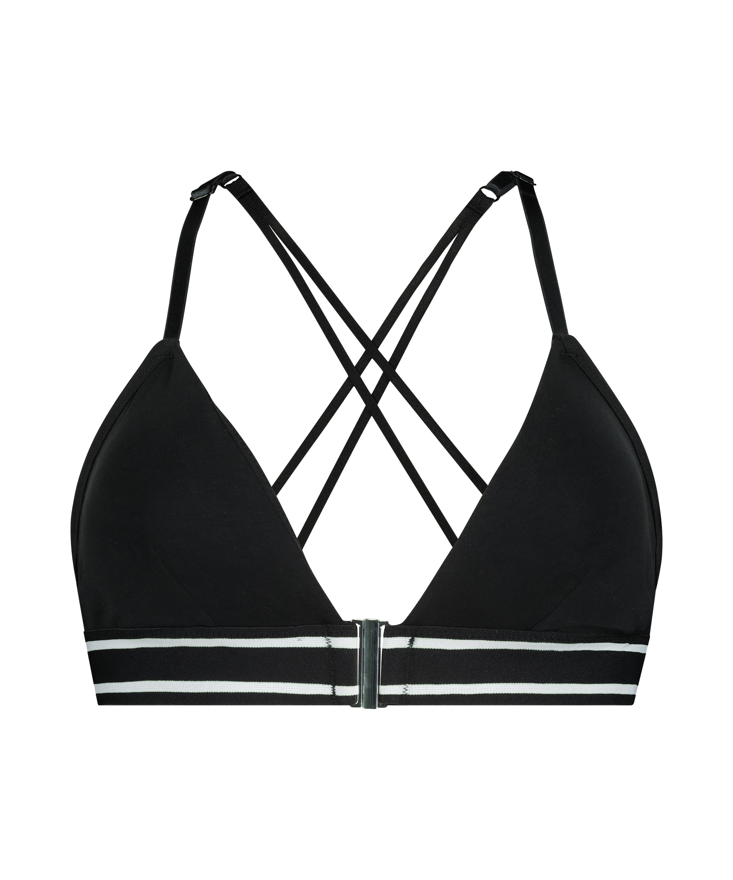 Casey polstret triangle-bralette i bomull, Svart, main