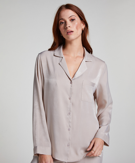 Langermet jakke i sateng, Beige