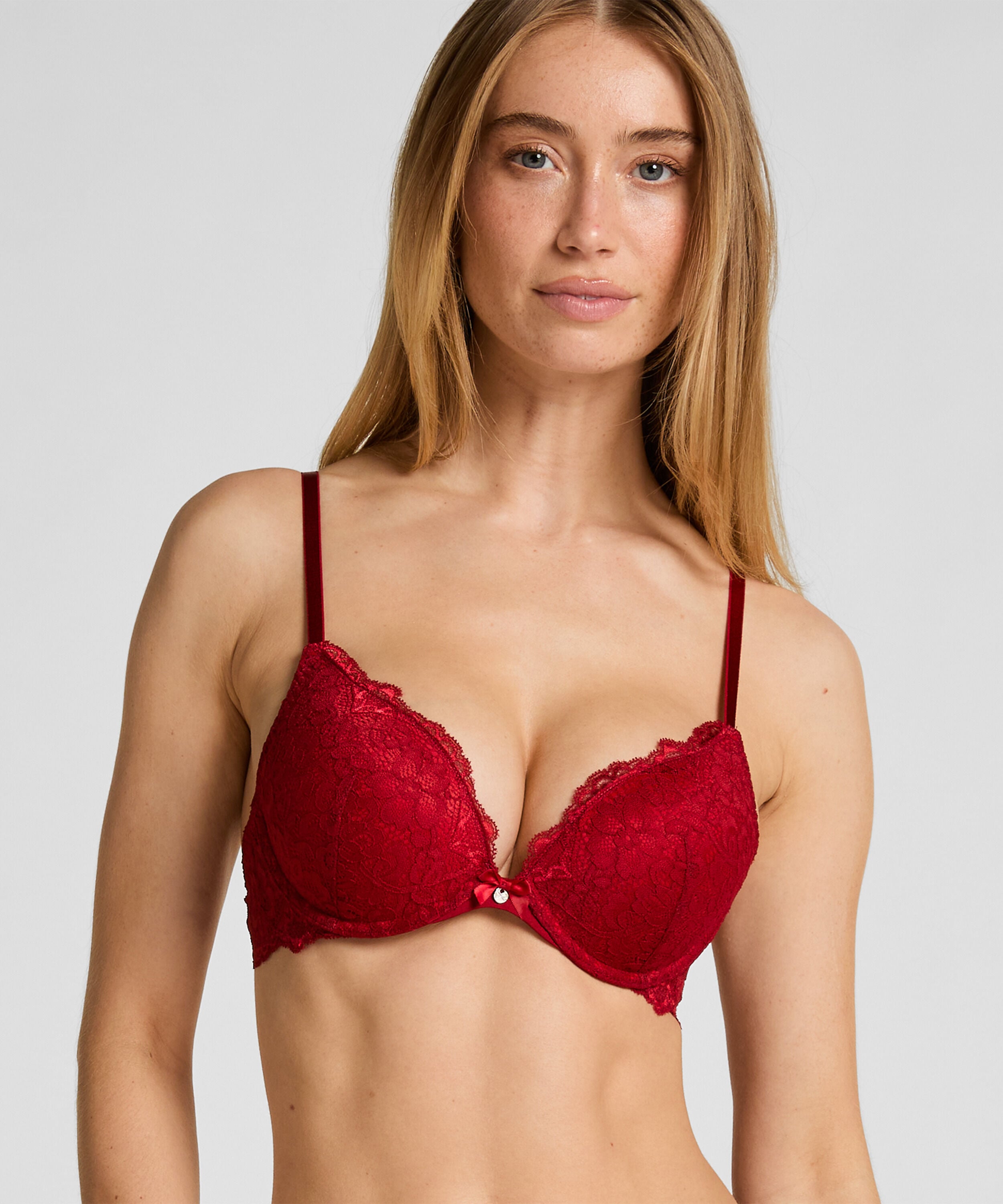 Vattert bh med bøyle push-up Marine