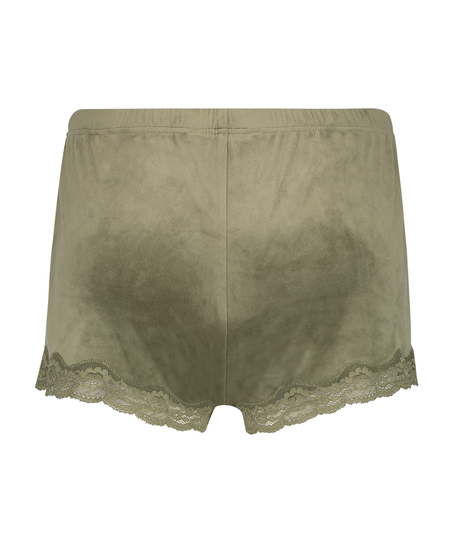 Velvet lace shorts, Gr&oslash;nn