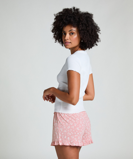 Jersey Ruffled Shorts, Rosa