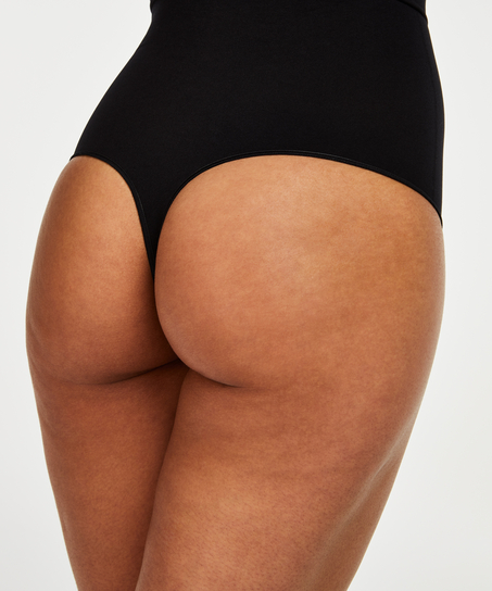 Strammende høylivet thong– Nivå 2, Svart