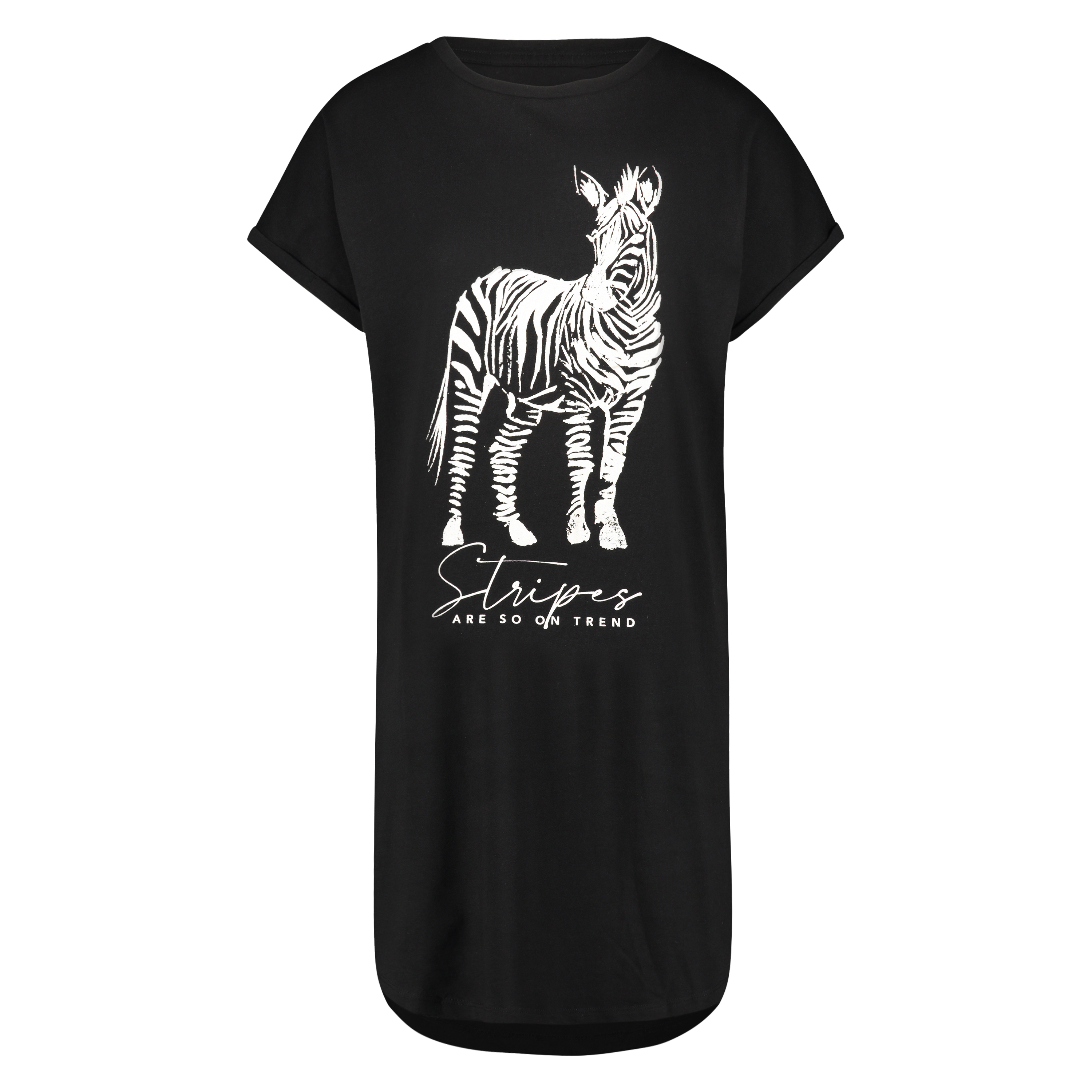 Nattskjorte med rund hals, Svart, main